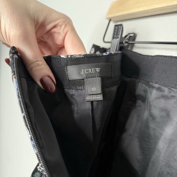 J. Crew Women’s Cotton Mirrored Floral Midi Lined Skirt Front Slit Size 10 - Picture 7 of 9